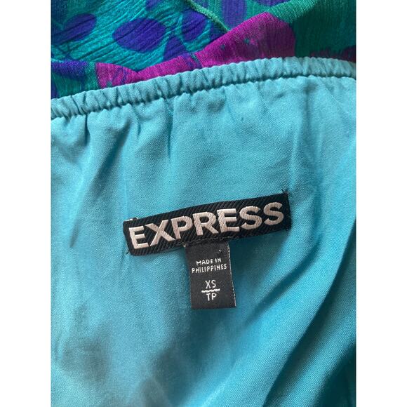 Express Teal & Fuschia Chiffon Maxi Dress, Size XS - Picture 5 of 6